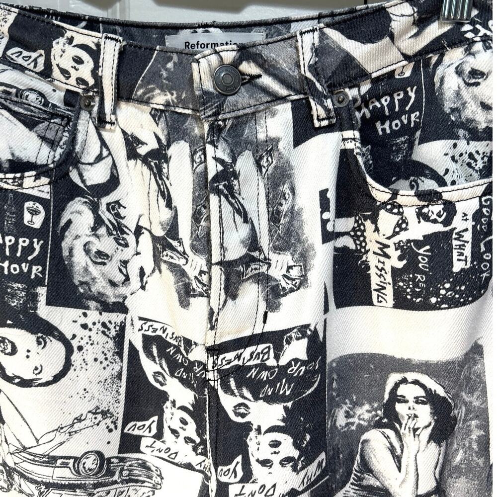 Reformation Monochrome Graphic Wide Leg Jeans - Picture 7 of 13